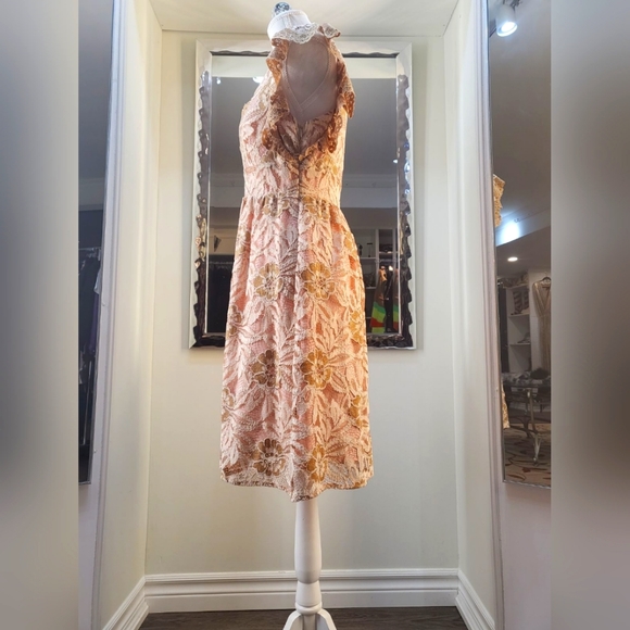 Anna Sui Gold and pink lace dress - Picture 2 of 4